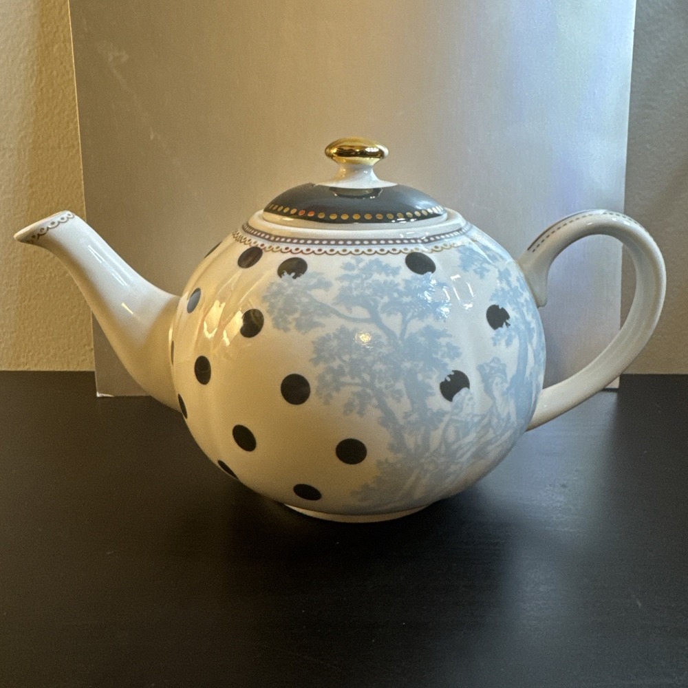 Grace's Fine China Teaware Scallop Navy Teapot & Lid Fine China Dinnerware